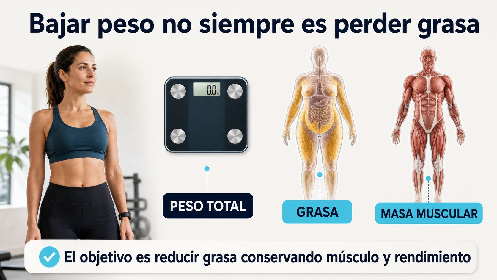 Diferencia entre bajar de peso y perder grasa conservando masa muscular
