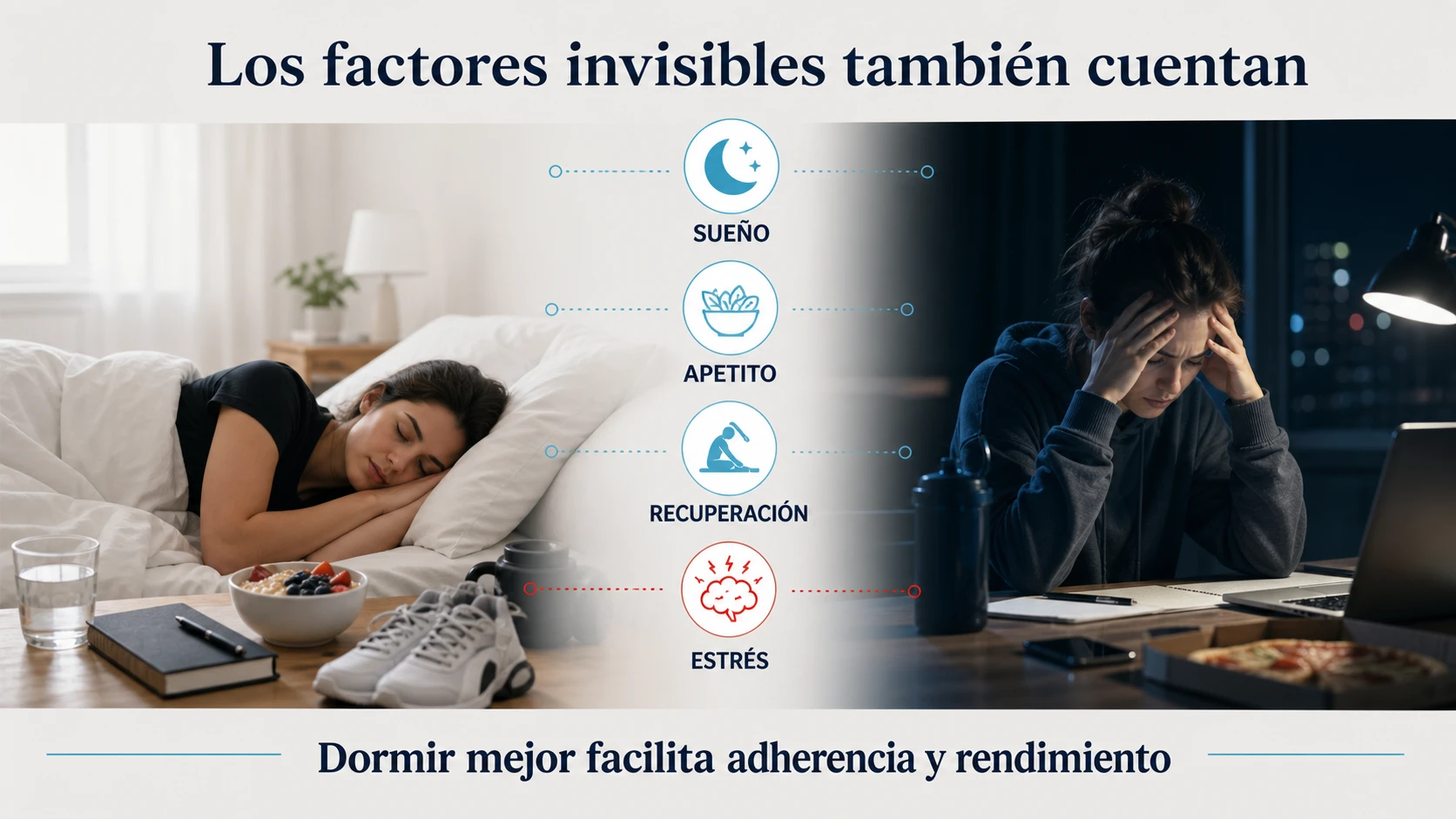 Influencia del sueño y el estrés en el apetito, la recuperación y la pérdida de grasa