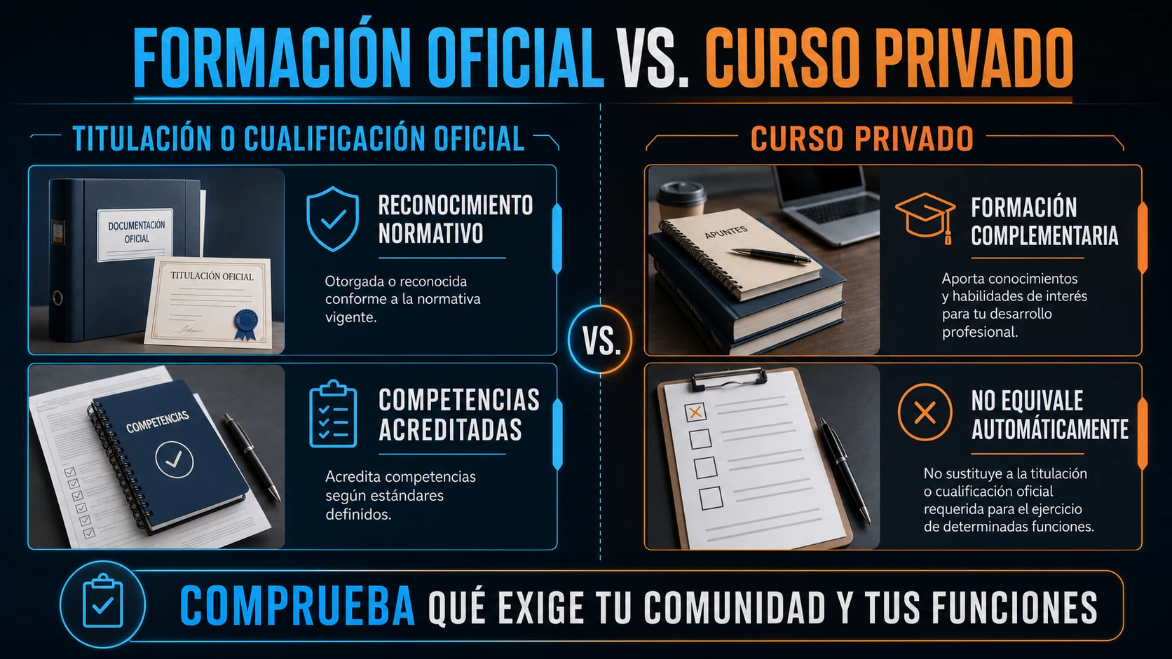 Comparación entre formación oficial y curso privado para ejercer como entrenador personal