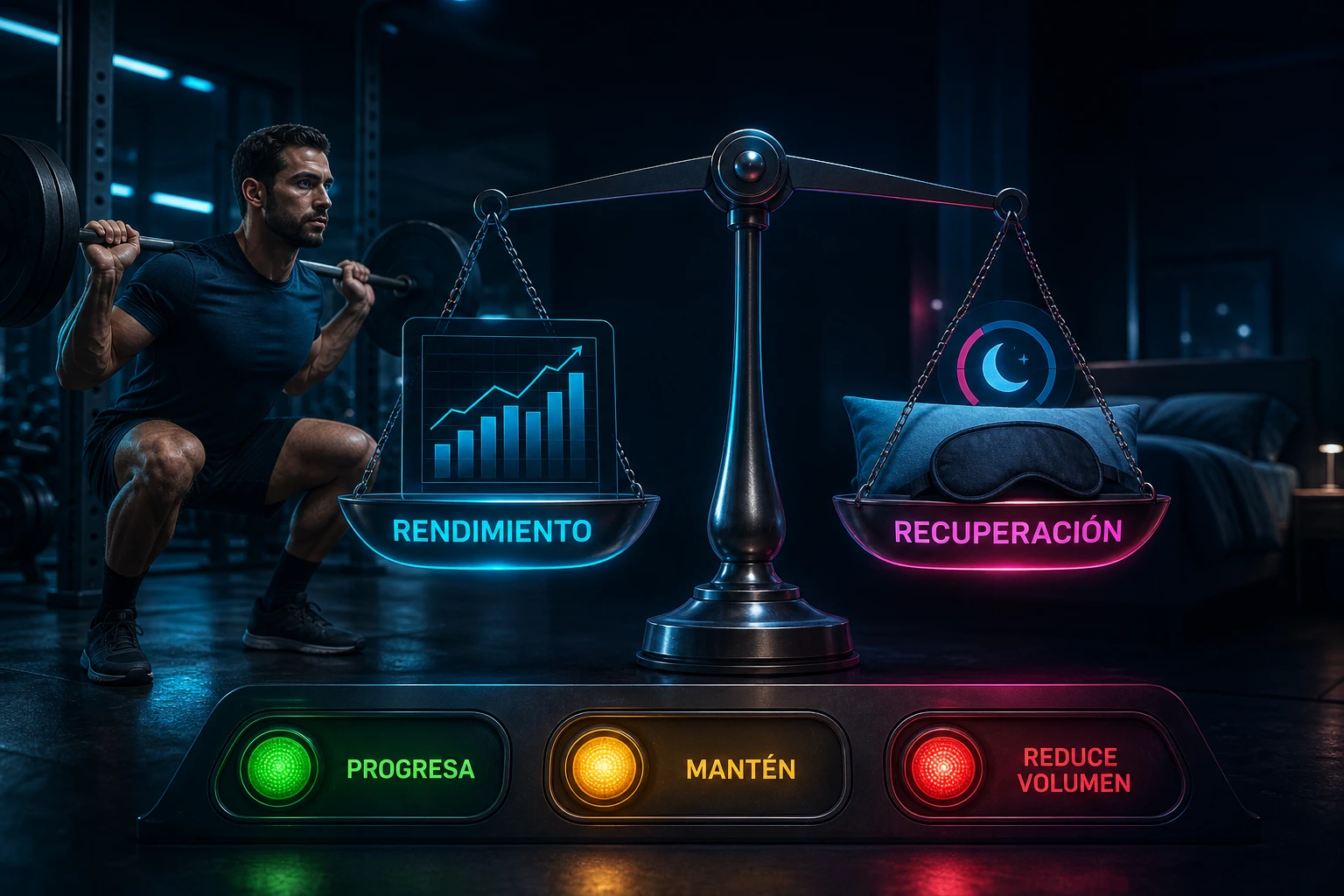 Decisiones para progresar, mantener o reducir volumen según rendimiento y recuperación