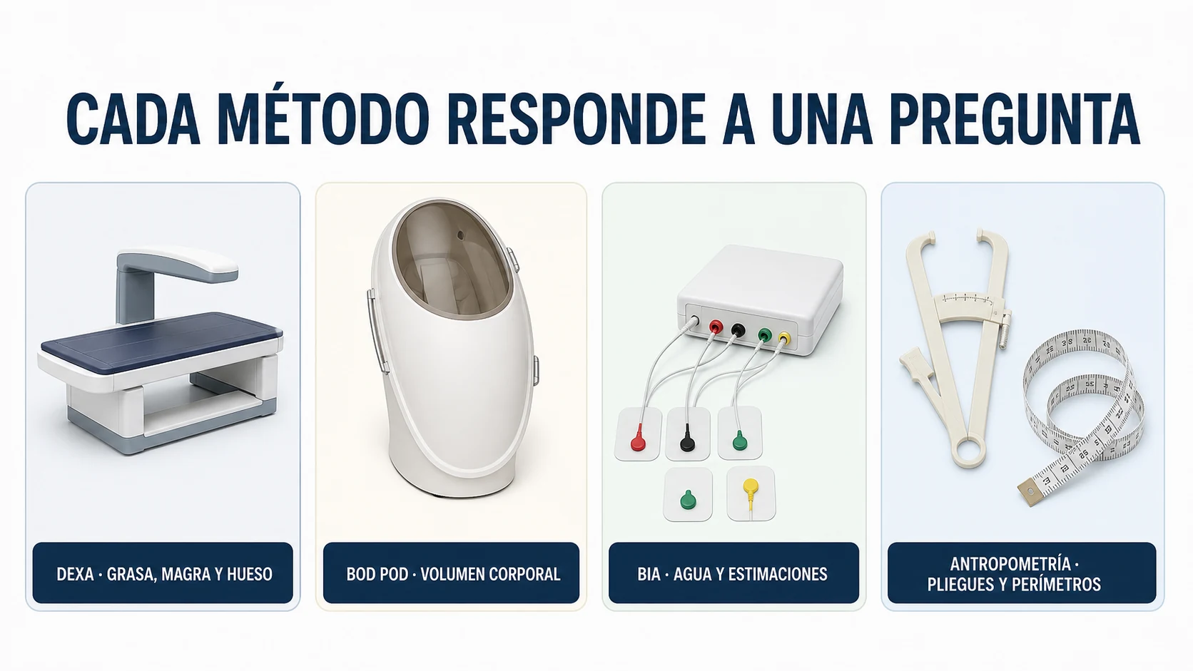 Comparación de DEXA, Bod Pod, bioimpedancia y antropometría