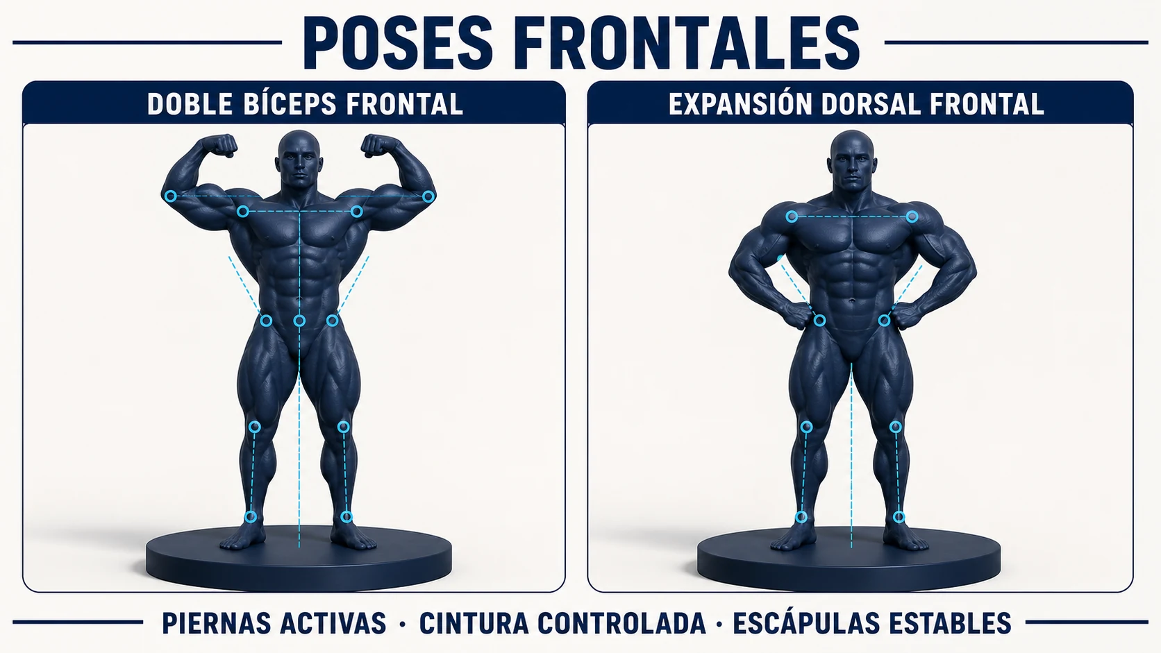 Técnica del doble bíceps frontal y la expansión dorsal frontal