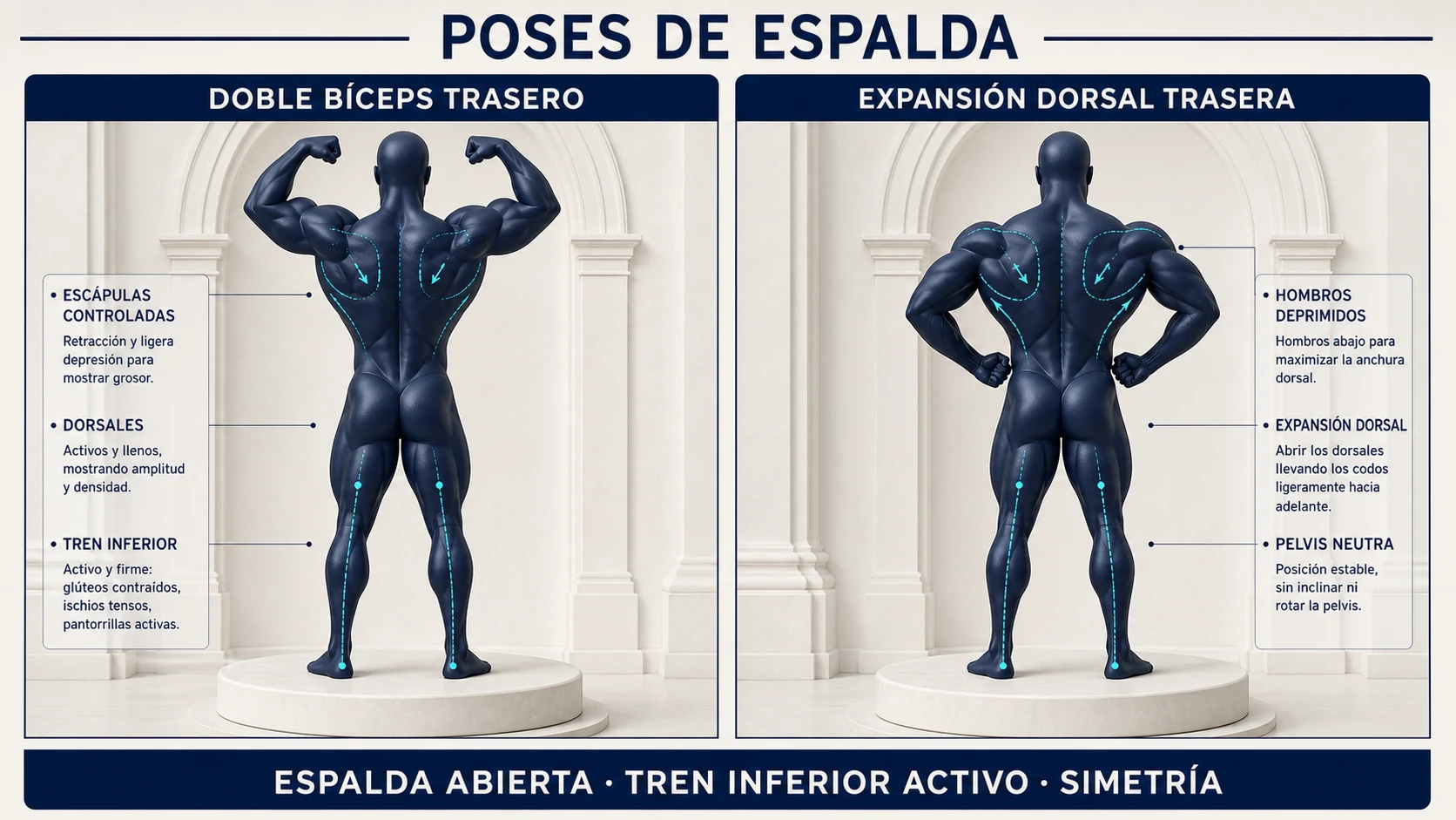 Técnica del doble bíceps trasero y la expansión dorsal trasera
