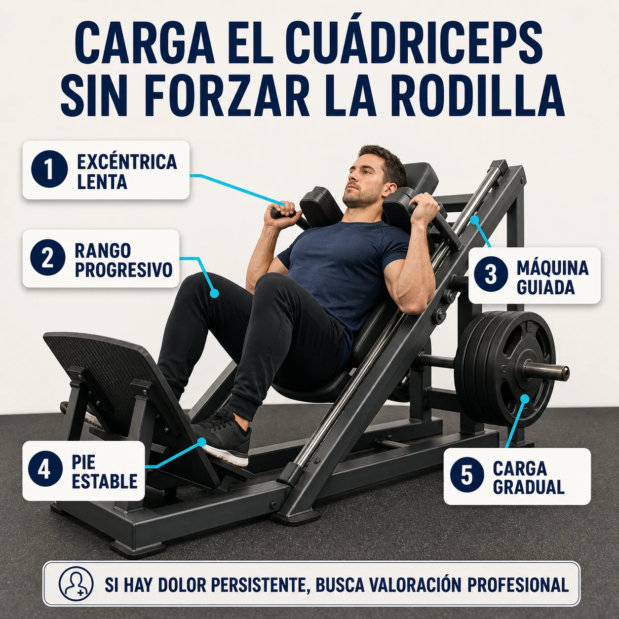 Ajustes de tempo, rango, estabilidad y carga para entrenar cuádriceps