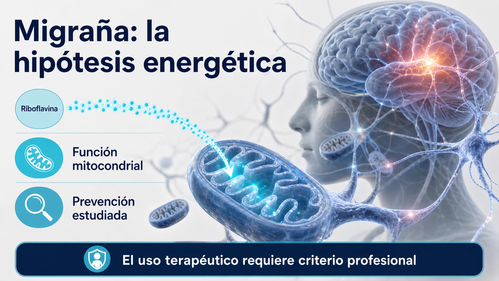 Relación estudiada entre riboflavina, función mitocondrial y prevención de la migraña