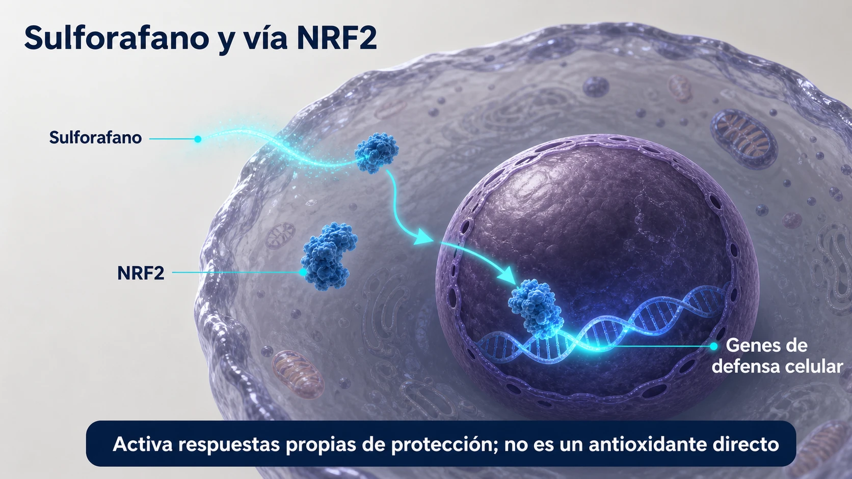 Activación de la vía NRF2 por el sulforafano y respuesta antioxidante celular
