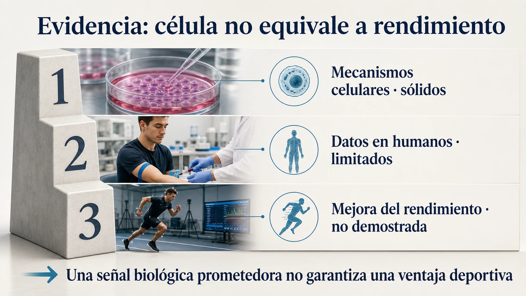 Jerarquía de evidencia sobre sulforafano, protección celular y rendimiento deportivo