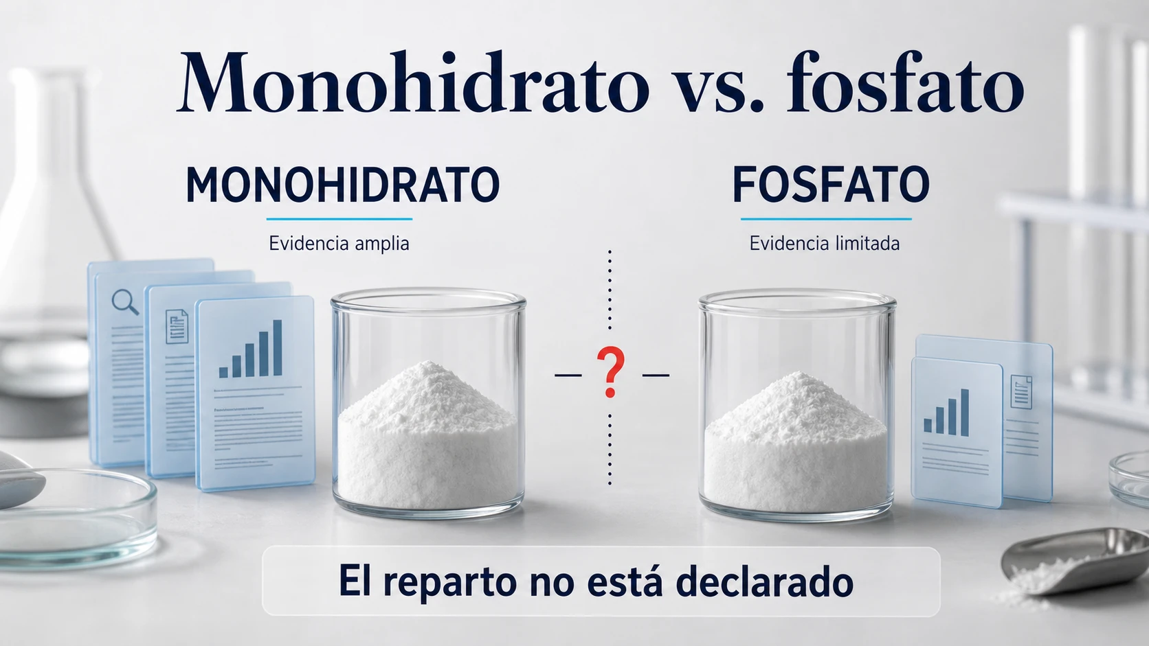 Comparación del respaldo científico del monohidrato y el fosfato con reparto no declarado