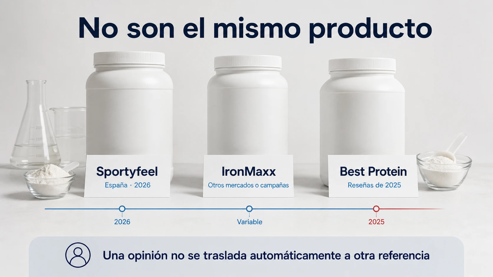 Sportyfeel, IronMaxx y Best Protein corresponden a productos de creatina distintos