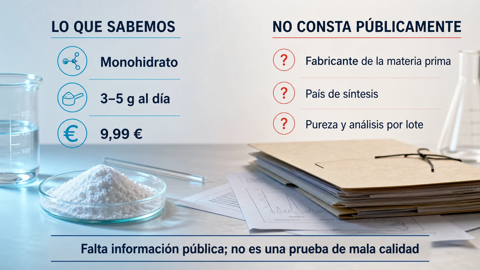 Datos conocidos y datos de fabricación, origen y análisis que no constan públicamente