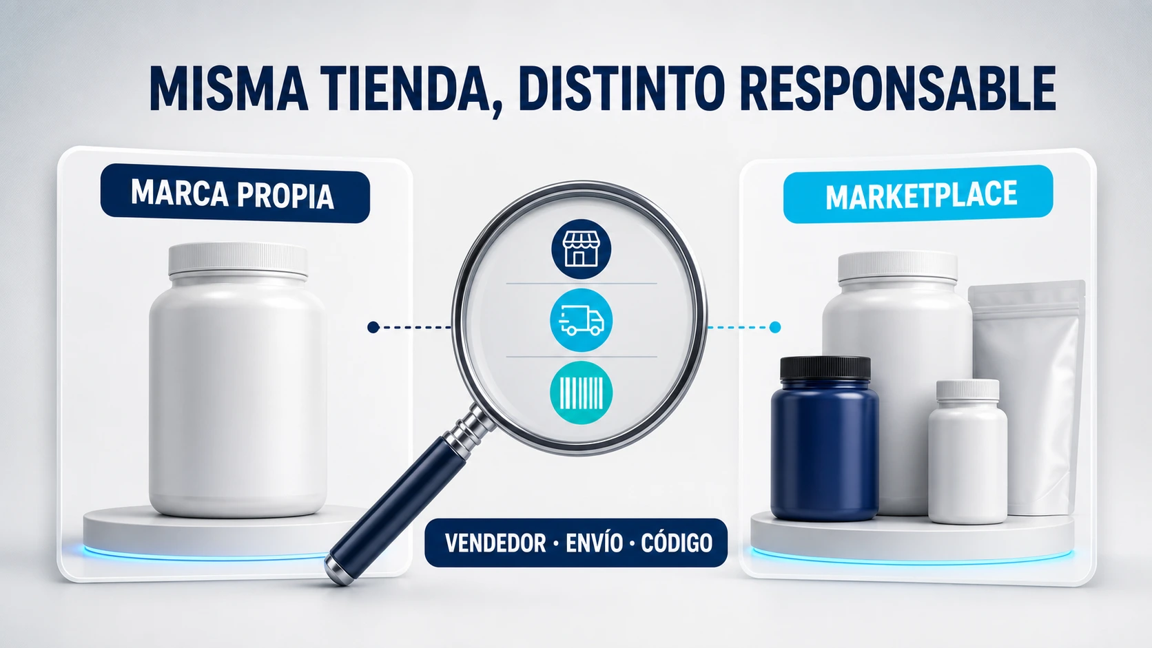 Cómo distinguir creatina de marca propia y marketplace por vendedor, envío y código