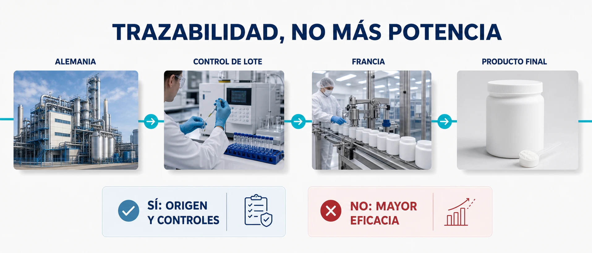 Trazabilidad de la creatina desde Alemania hasta el producto final sin mayor eficacia