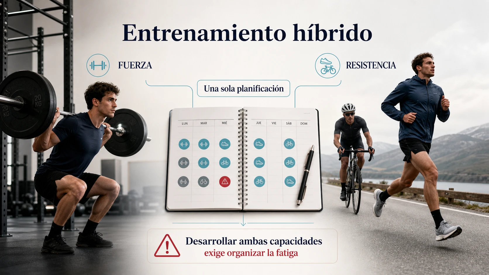 Entrenamiento híbrido que combina fuerza y resistencia dentro de una misma planificación