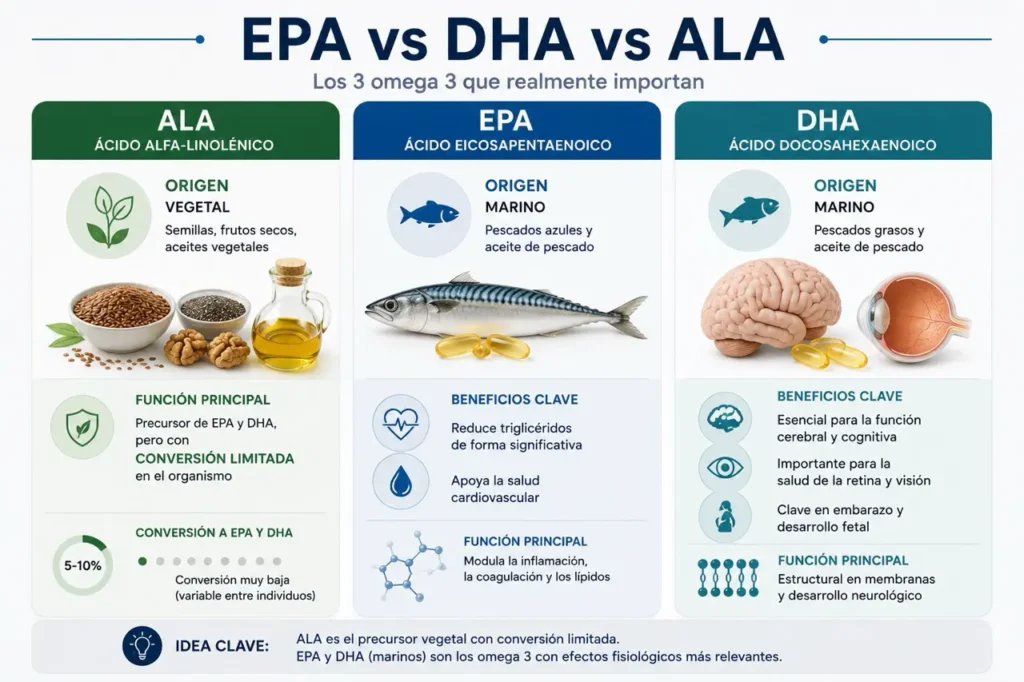 EPA, DHA y ALA los 3 omega 3 que importan