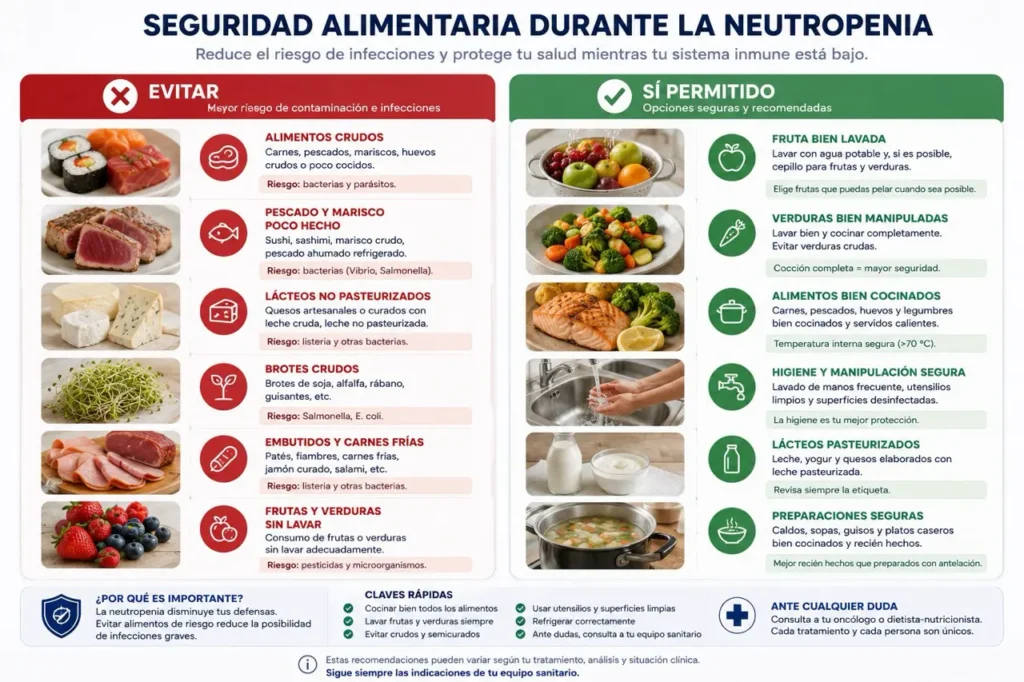 Seguridad alimentaria durante la neutropenia