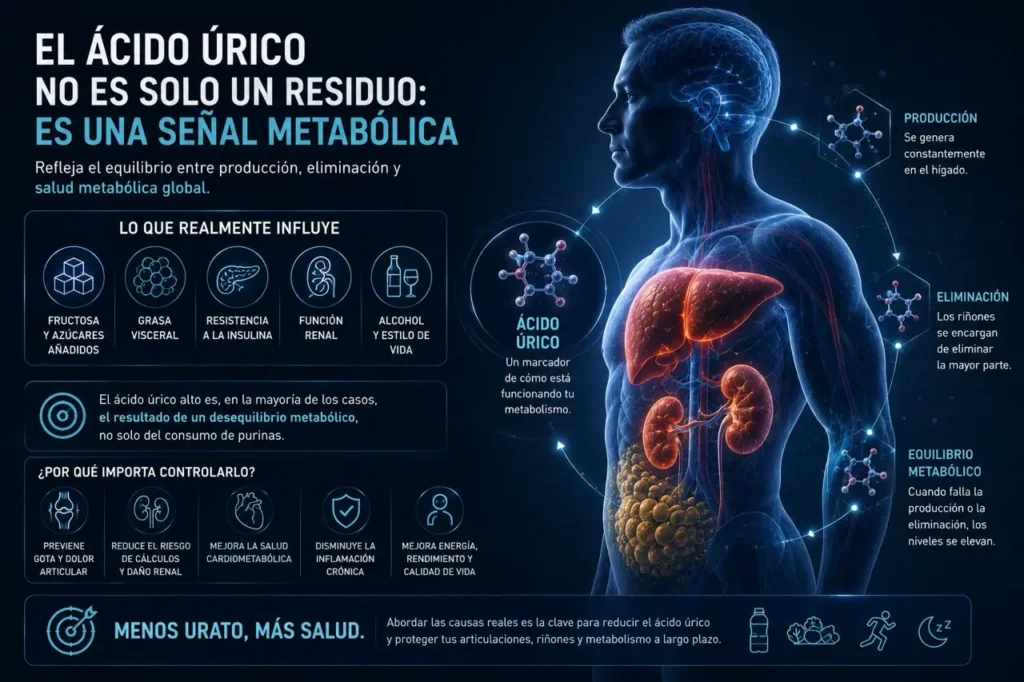 ácido úrico alto salud metabólica
