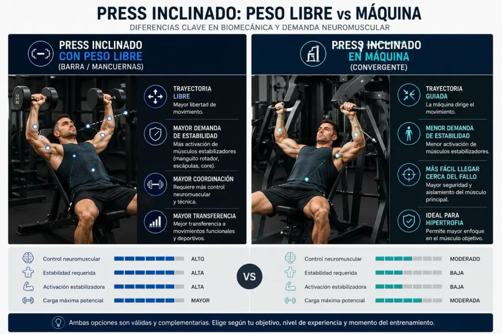 press inclinado libre vs máquina