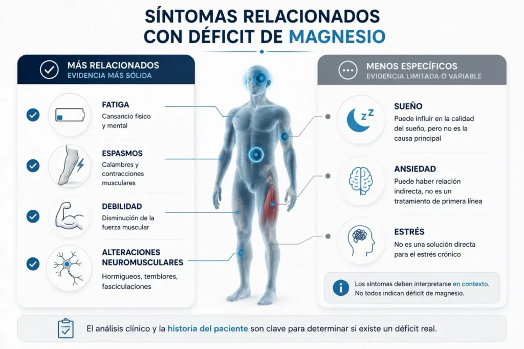 síntomas relacionados con el déficit de magnesio