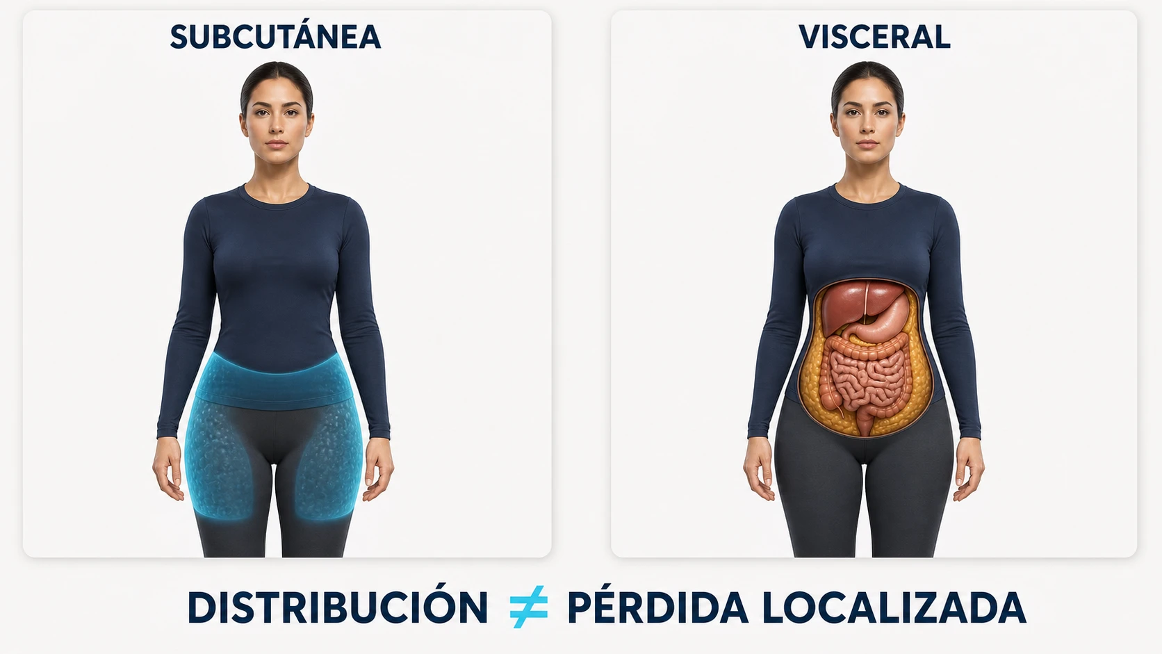 Comparación entre grasa subcutánea en caderas y muslos y grasa visceral abdominal en mujeres