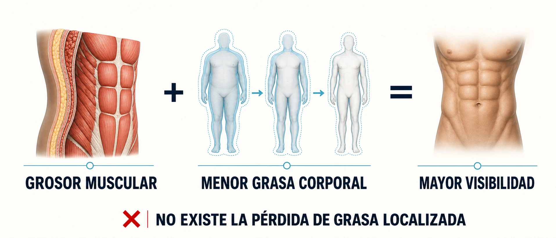 Ecuación visual de visibilidad abdominal basada en grosor muscular y porcentaje de grasa corporal