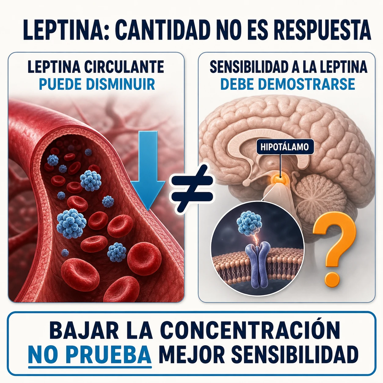 Diferencia entre reducir la leptina circulante y mejorar la sensibilidad a la leptina