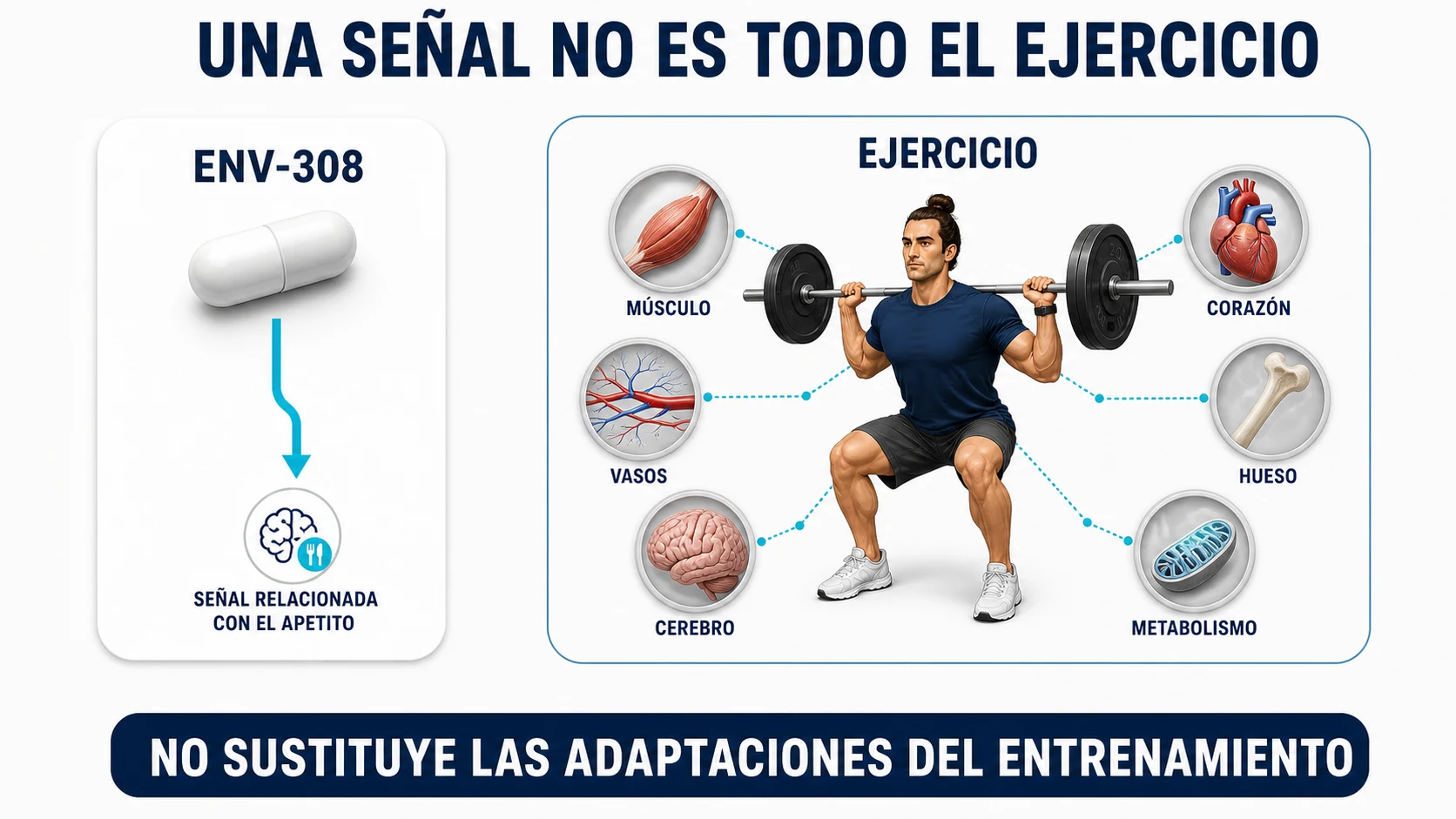 ENV-308 imita una señal metabólica pero no sustituye las adaptaciones del ejercicio