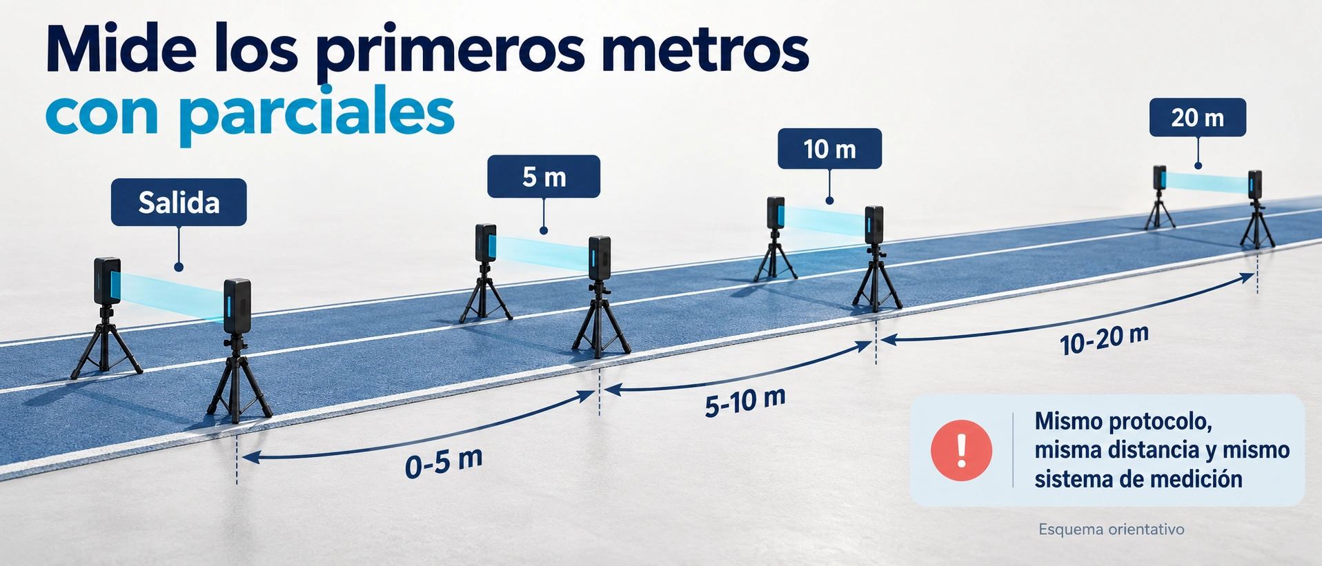 Medición de aceleración con parciales de cinco, diez y veinte metros mediante fotocélulas
