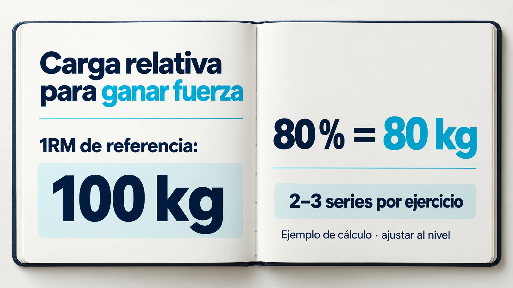 Ejemplo de carga relativa: el ochenta por ciento de un 1RM de cien kilos corresponde a ochenta kilos.