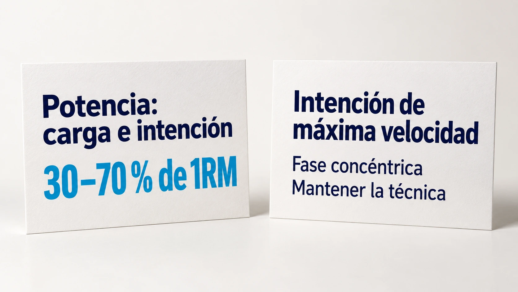 Principios de potencia muscular: cargas moderadas e intención de máxima velocidad durante la fase concéntrica.