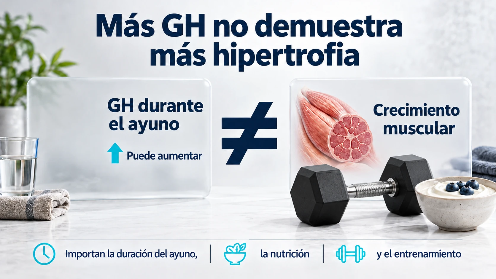 Un cambio hormonal aislado durante el ayuno no demuestra crecimiento muscular.