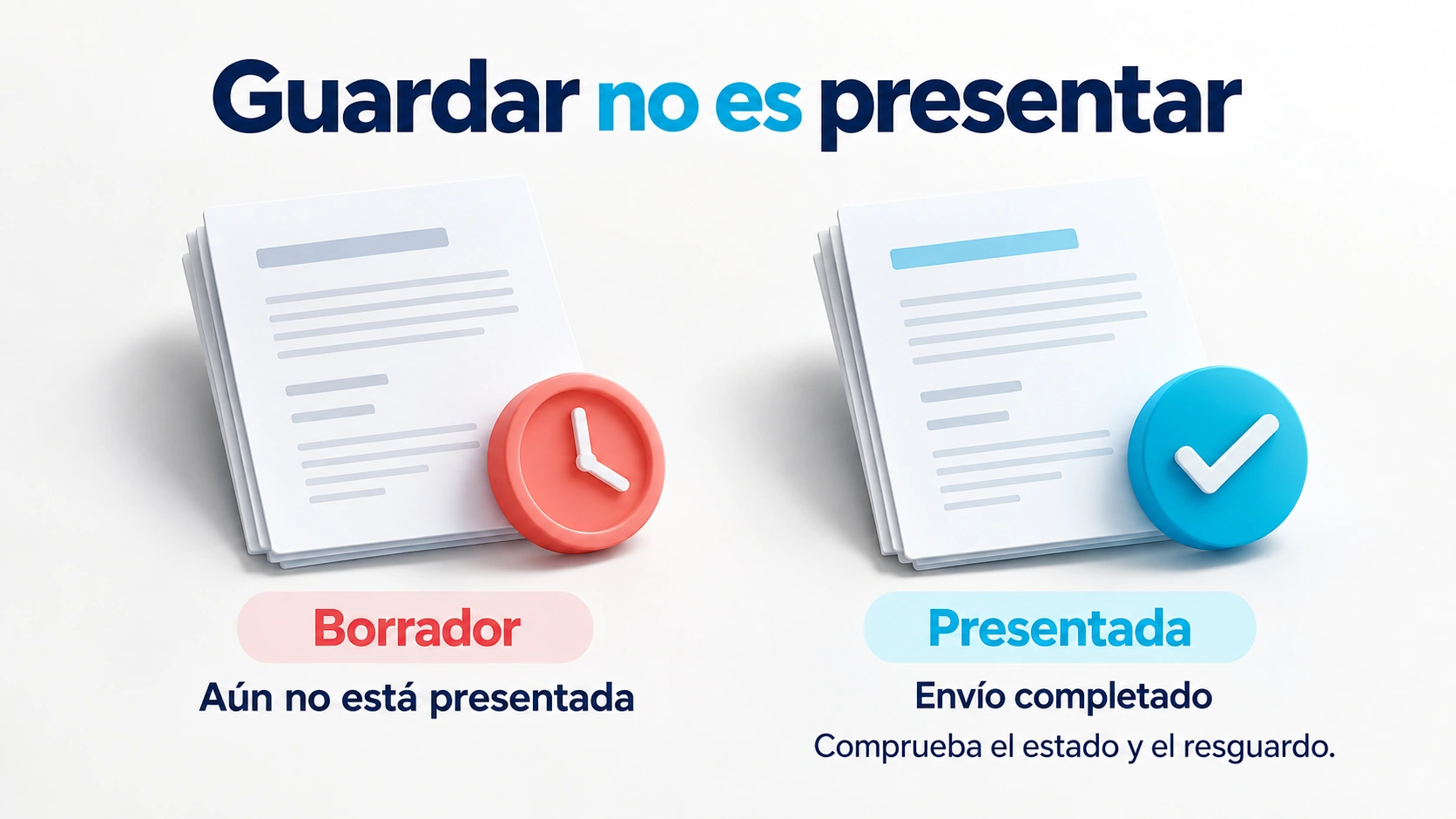 Una solicitud guardada como borrador no equivale a una solicitud presentada.