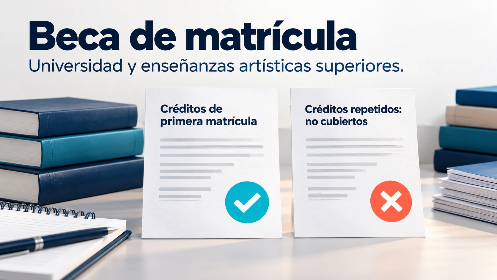 La beca de matrícula cubre créditos de primera matrícula en universidad y enseñanzas artísticas superiores.