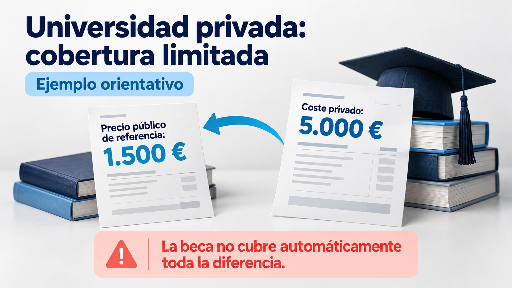 Ejemplo orientativo de cómo el precio público de referencia limita la cobertura de matrícula en un centro privado.