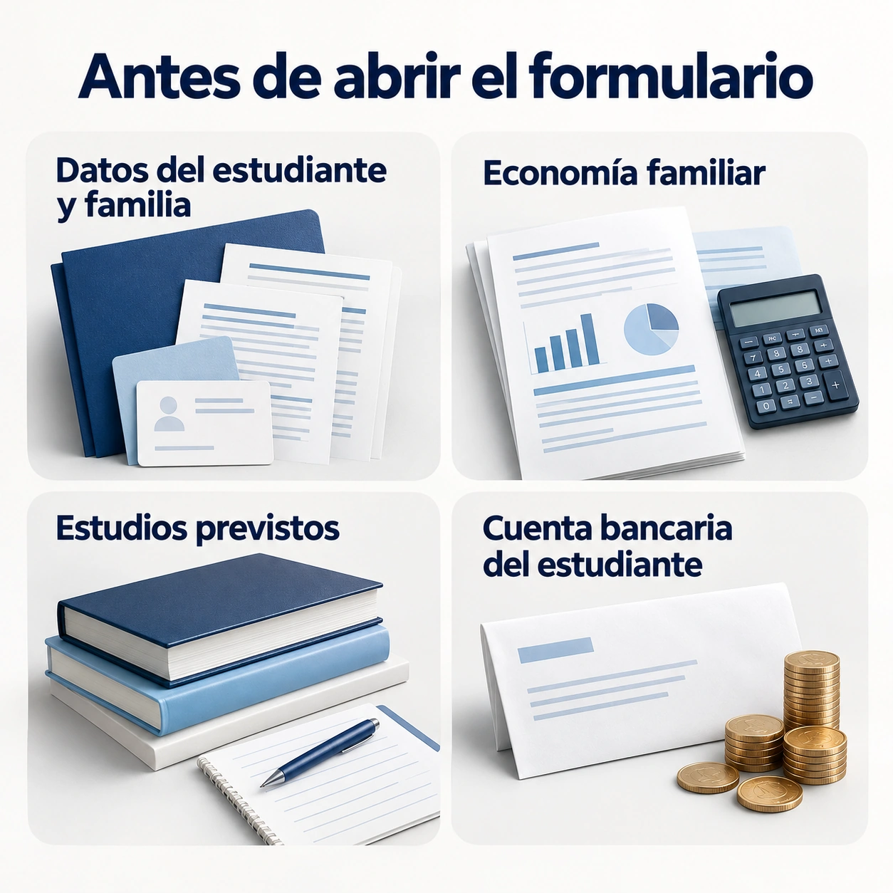 Datos que deben prepararse antes de completar la solicitud de la Beca MEC.