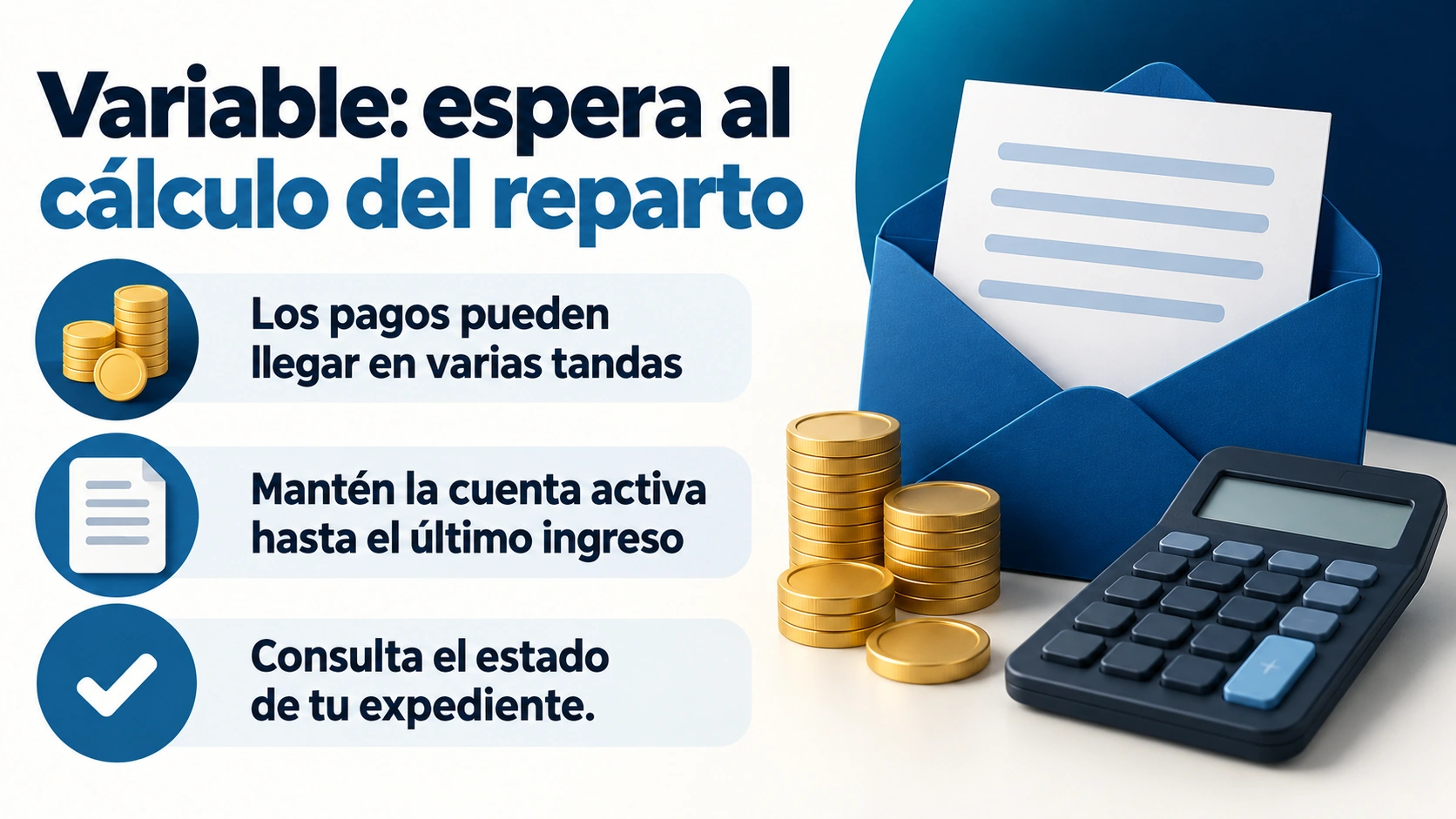 La cuantía variable se calcula tras el reparto y exige mantener activa la cuenta hasta el último ingreso.