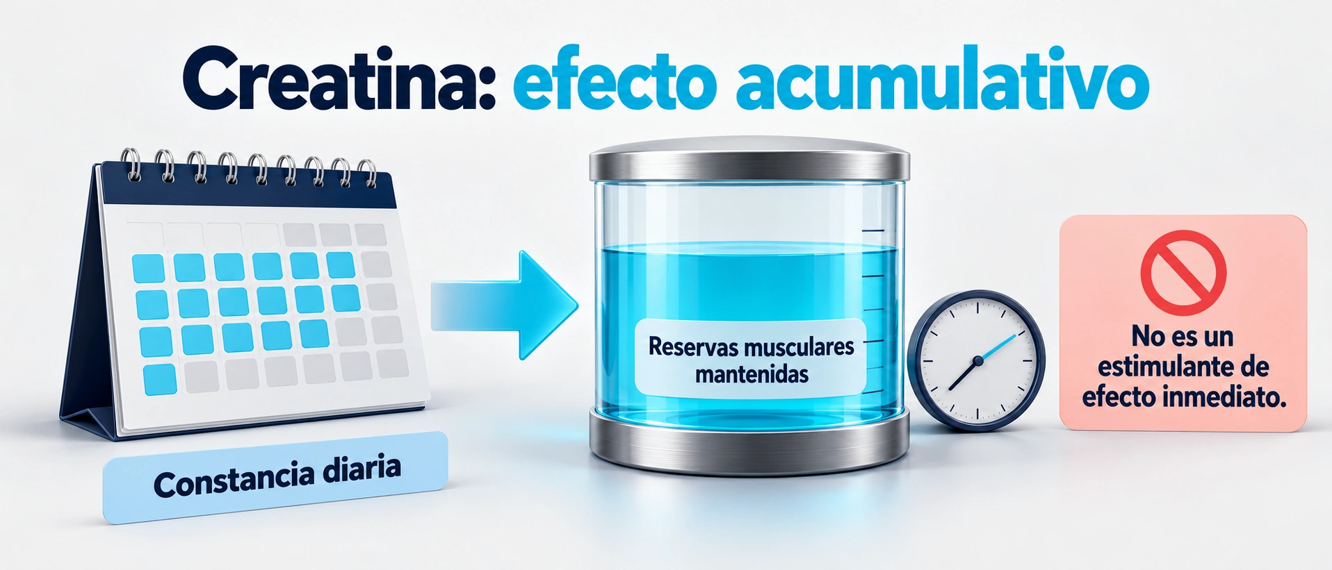 El efecto de la creatina depende de mantener las reservas musculares con constancia y no de una sensación inmediata tras la toma.