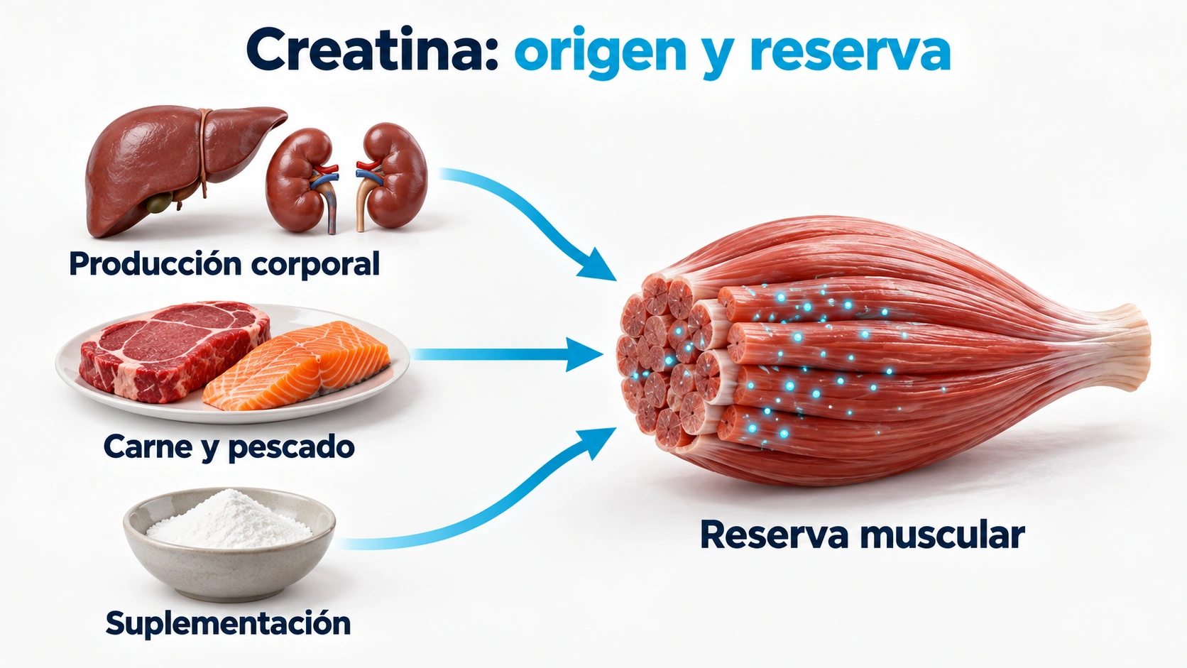 Fuentes de creatina y almacenamiento en el músculo esquelético.