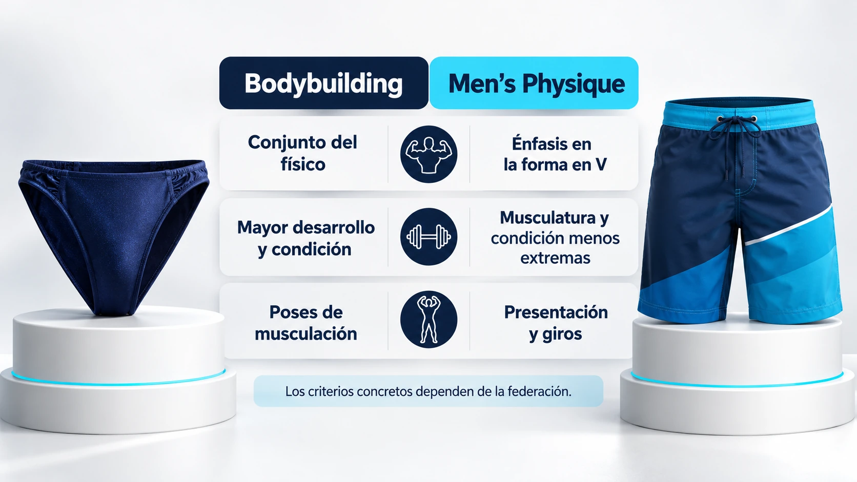 Comparación de desarrollo muscular, condición y presentación entre Bodybuilding y Men's Physique