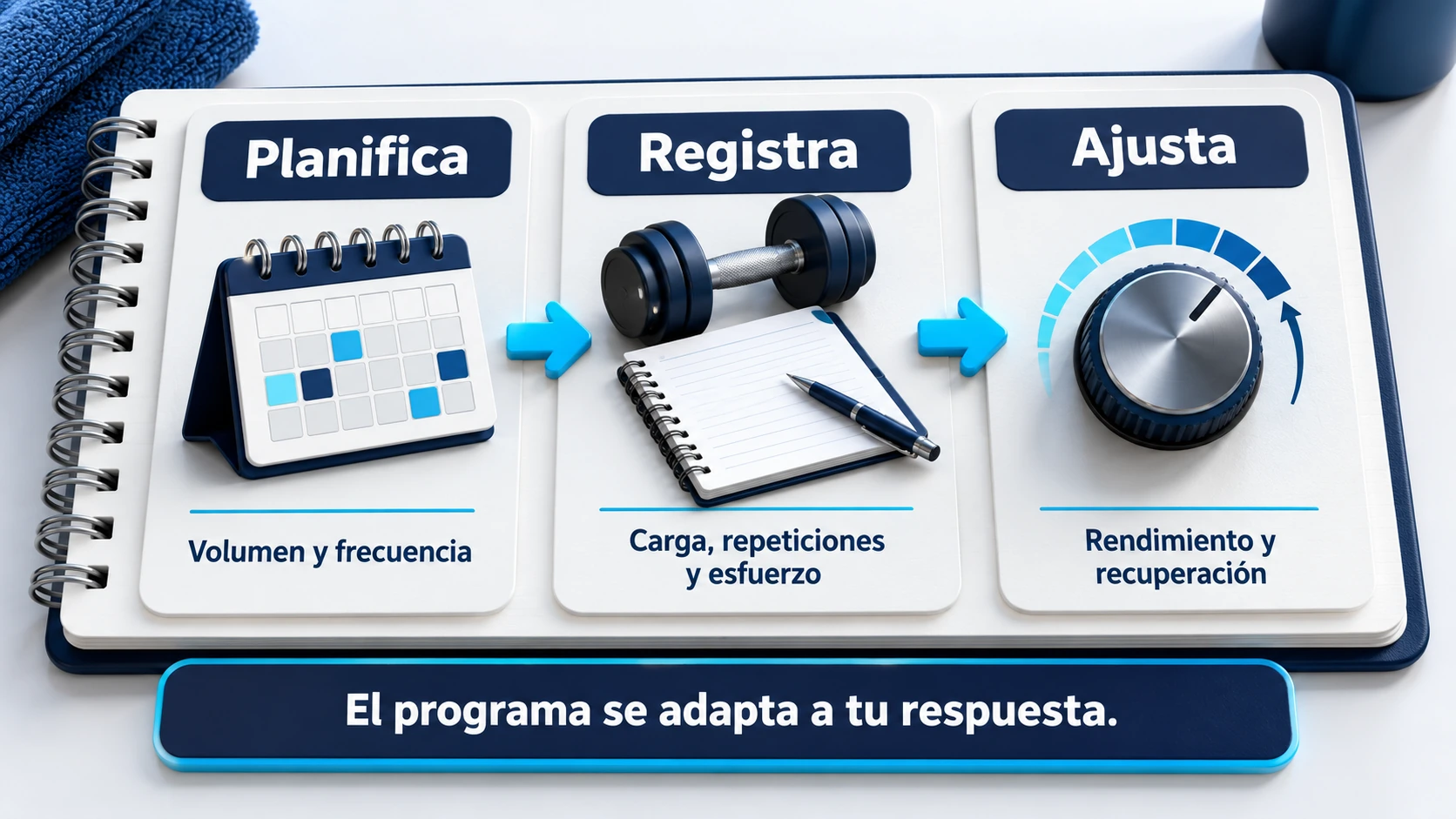 Secuencia de planificación, registro y ajustes según rendimiento y recuperación