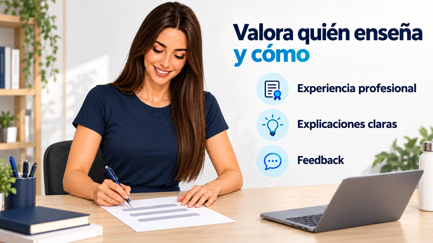 El profesorado se valora por su experiencia, sus explicaciones y el feedback que ofrece.