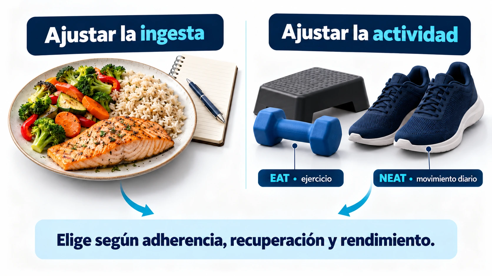 Ajuste de la ingesta o de la actividad mediante movimiento diario y ejercicio.