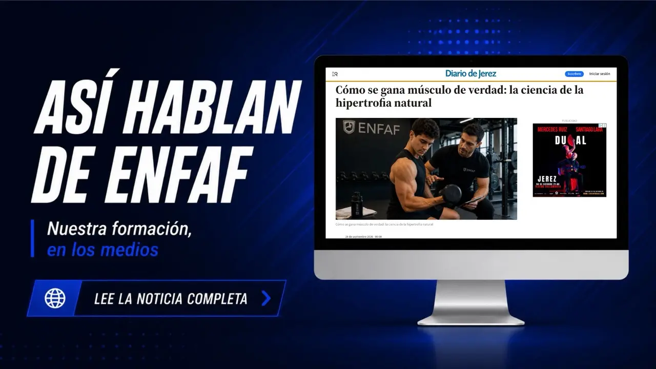 Portada de Diario de Jerez sobre la ciencia de la hipertrofia y cómo ganar músculo de forma natural, con mención a ENFAF