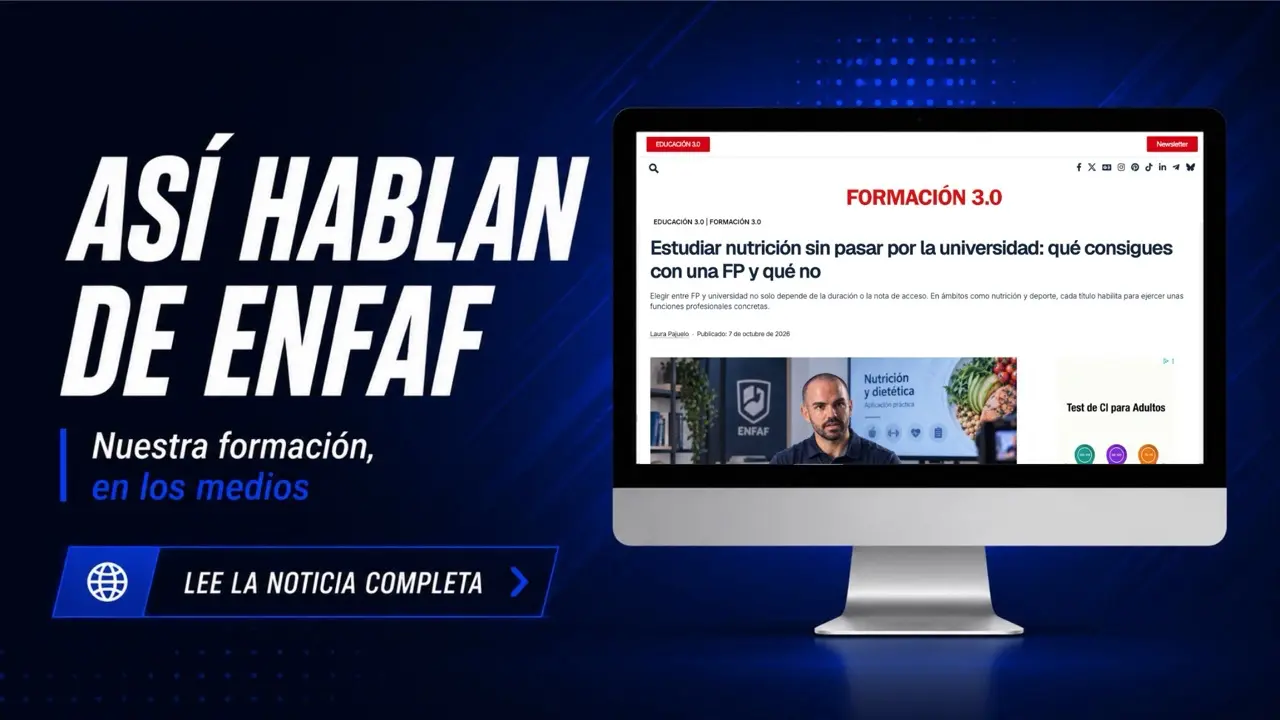 Portada de Educación 3.0 sobre qué permite estudiar nutrición con una FP frente al grado universitario, con mención a ENFAF