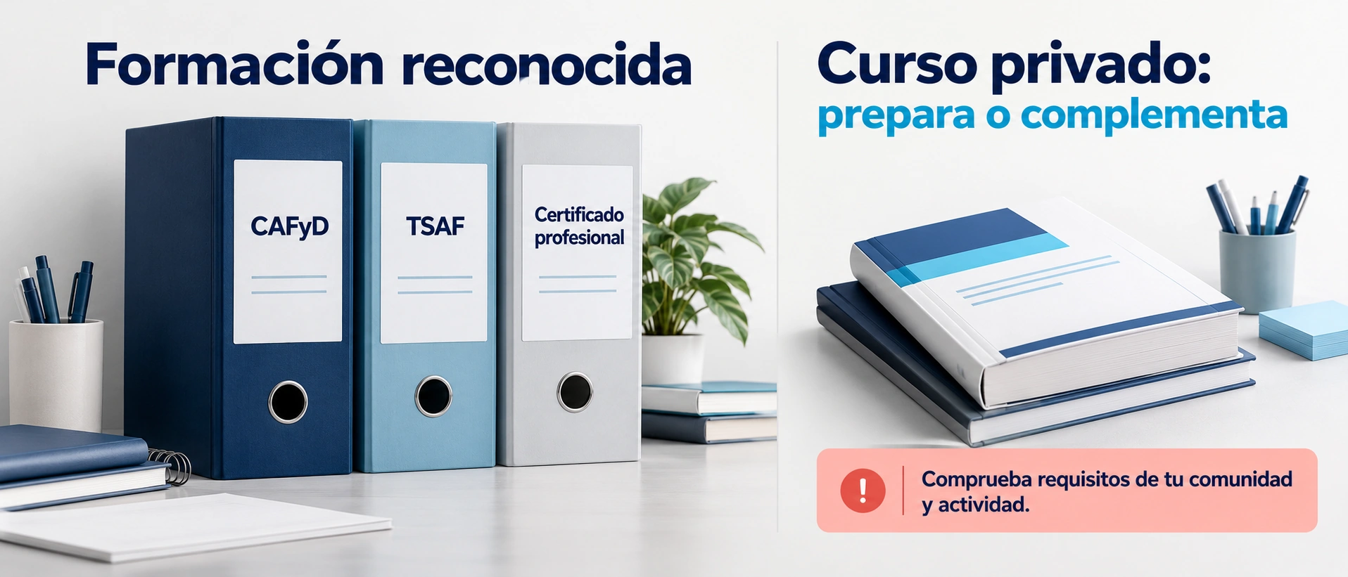 Las titulaciones reconocidas se distinguen de los cursos privados que preparan o complementan la formación.
