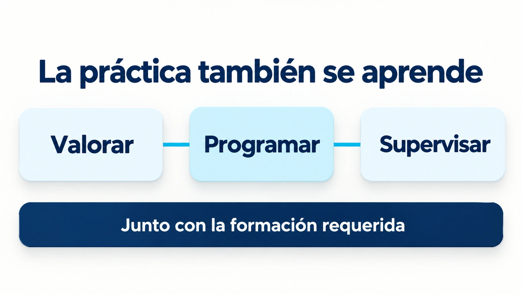 Valorar, programar y supervisar son competencias prácticas que se desarrollan junto con la formación requerida