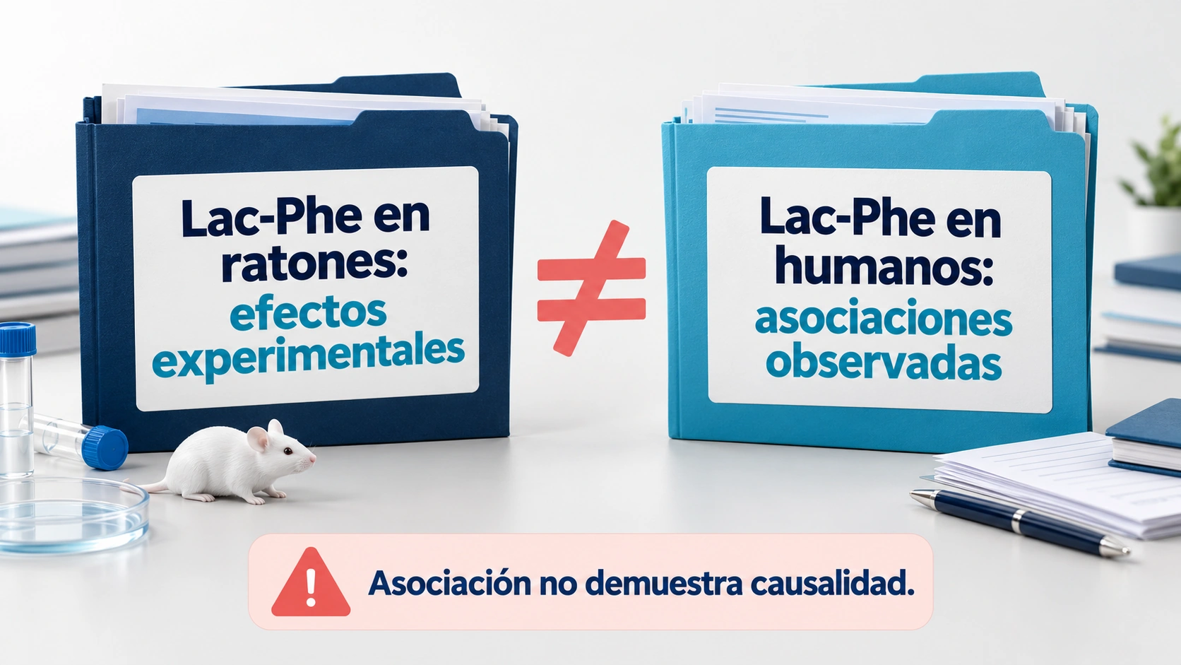 Los efectos experimentales de Lac-Phe en ratones y sus asociaciones en personas son niveles de evidencia distintos
