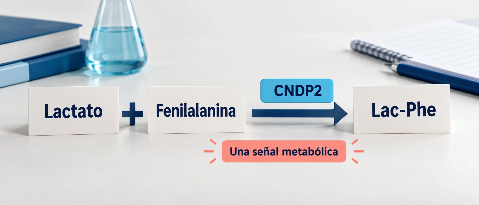 Lac-Phe se forma a partir de lactato y fenilalanina mediante la enzima CNDP2