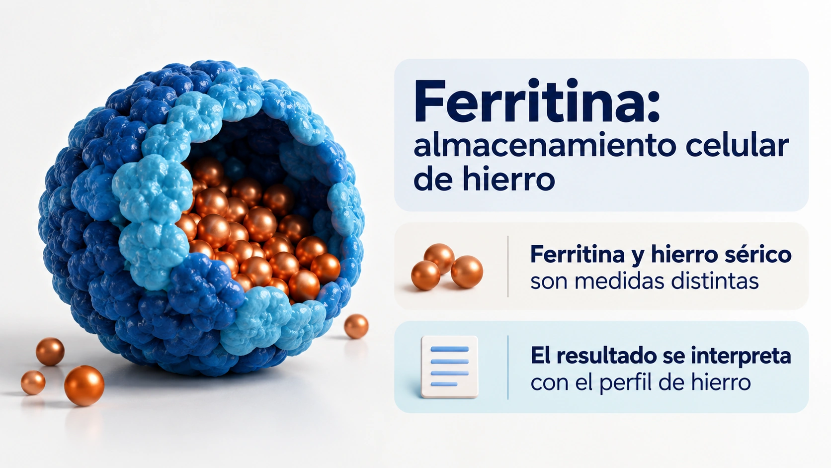 La ferritina almacena hierro dentro de las células y no equivale al hierro que circula en sangre