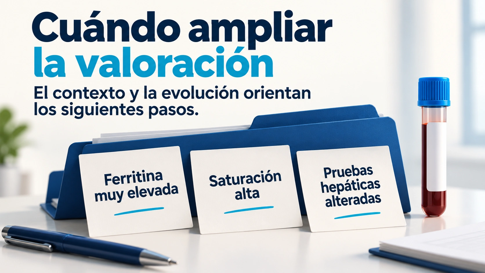 La ferritina muy elevada o acompañada de otras alteraciones requiere una valoración más detallada