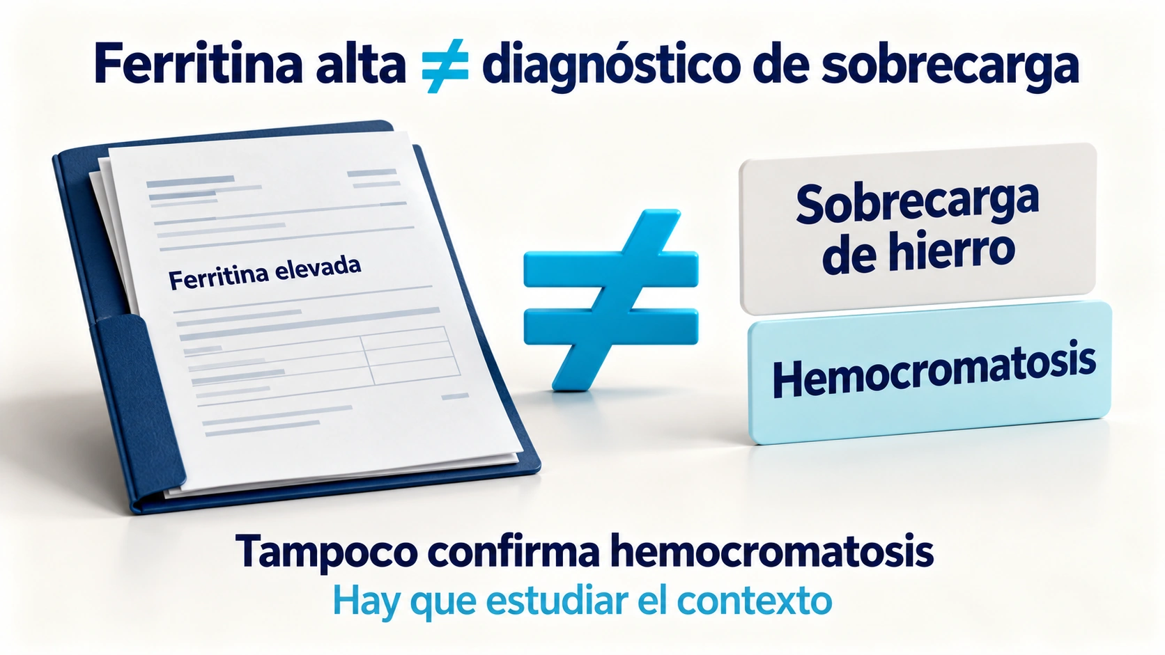La ferritina alta no demuestra por sí sola sobrecarga de hierro ni hemocromatosis